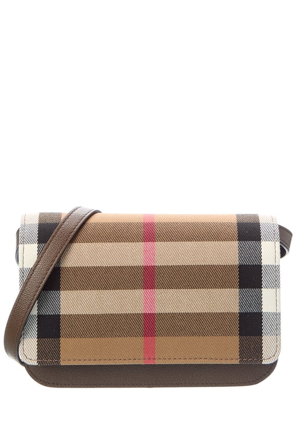 Madison Check Canvas & Leather Crossbody, Brown