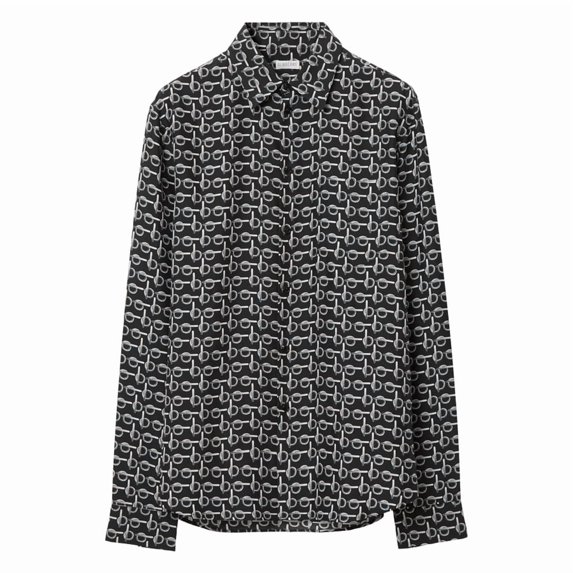 Burberry Male Long Sleeve Shirt With All-Over Monogram Print Grey Sizes standard XXXS-6XL