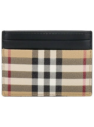 Burberry Jessie Vintage Check & Leather Card Case On Chain in Black
