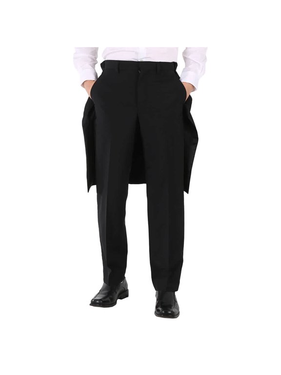 Men's Black Cape Detail Tailored Trousers, Brand Size 46 (Waist Size 31.1")