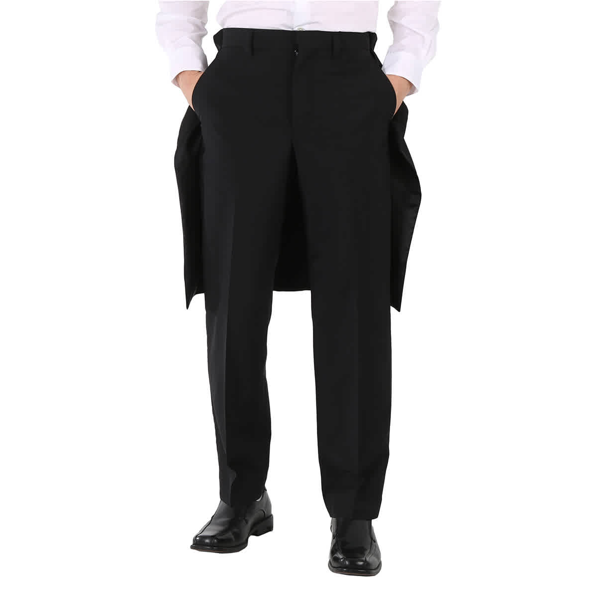 Men's Black Cape Detail Tailored Trousers, Brand Size 46 (Waist Size 31.1")