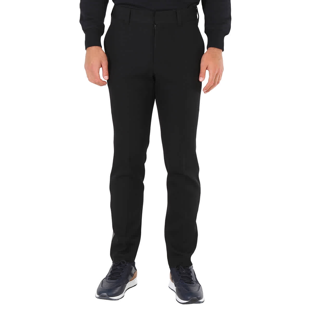 Burberry Men s Black Leather Side Striped Tailored Pants Brand Size 56 Waist 39