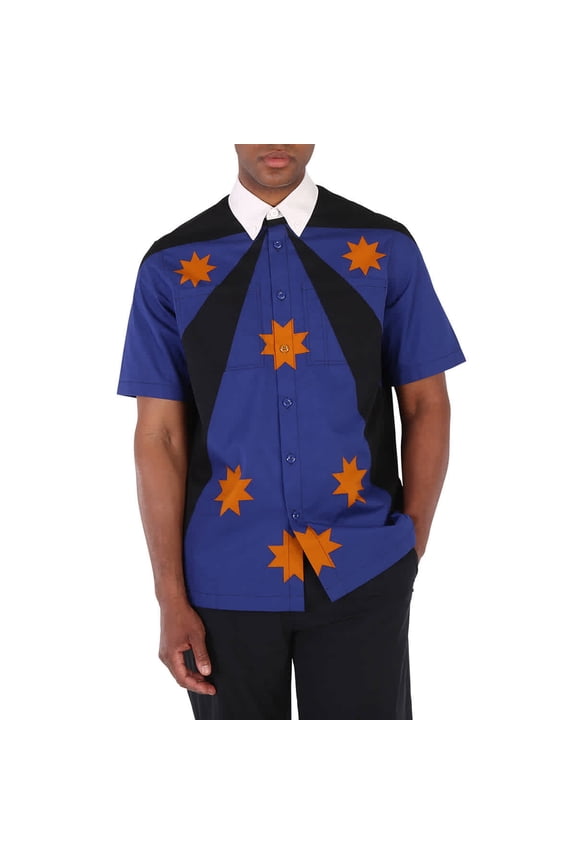 Men's Bright Navy Short-Sleeve Star Detail Shirt, Size X-Small