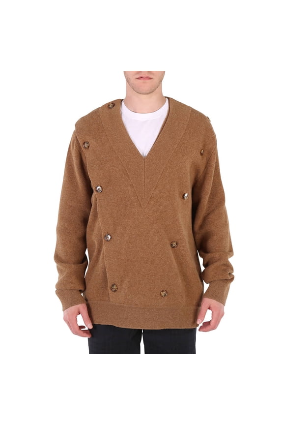 Men's Double-breasted V-neck Jumper, Size Large