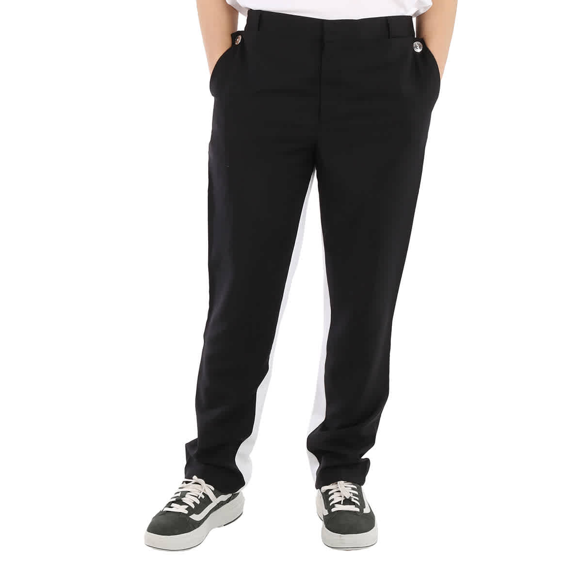 Men's Logo Print Two Tone Wool Mohair Trousers, Brand Size 54 (Waist Size 37.4")