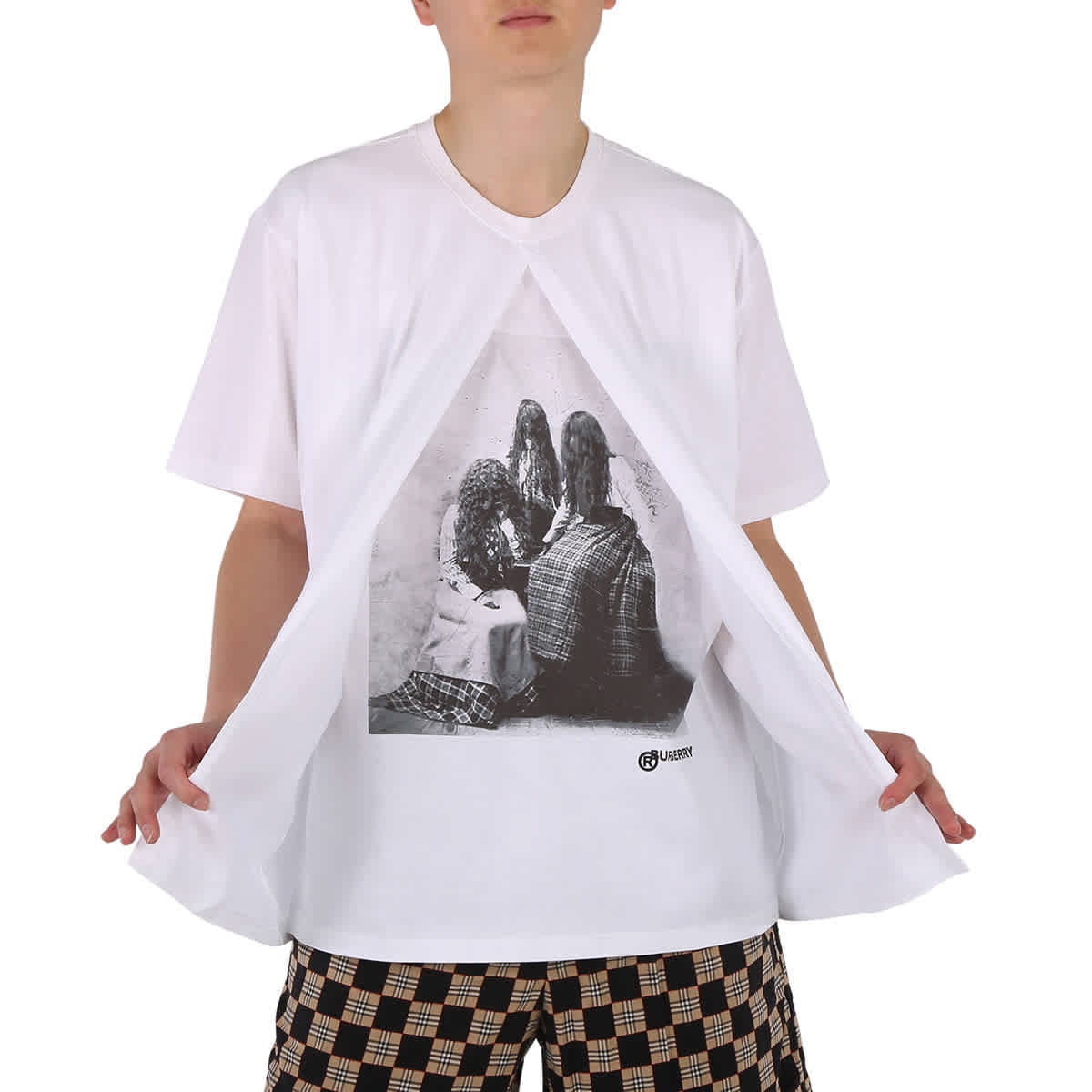 Burberry Optic White Victorian Portrait Print Cotton Oversized T 