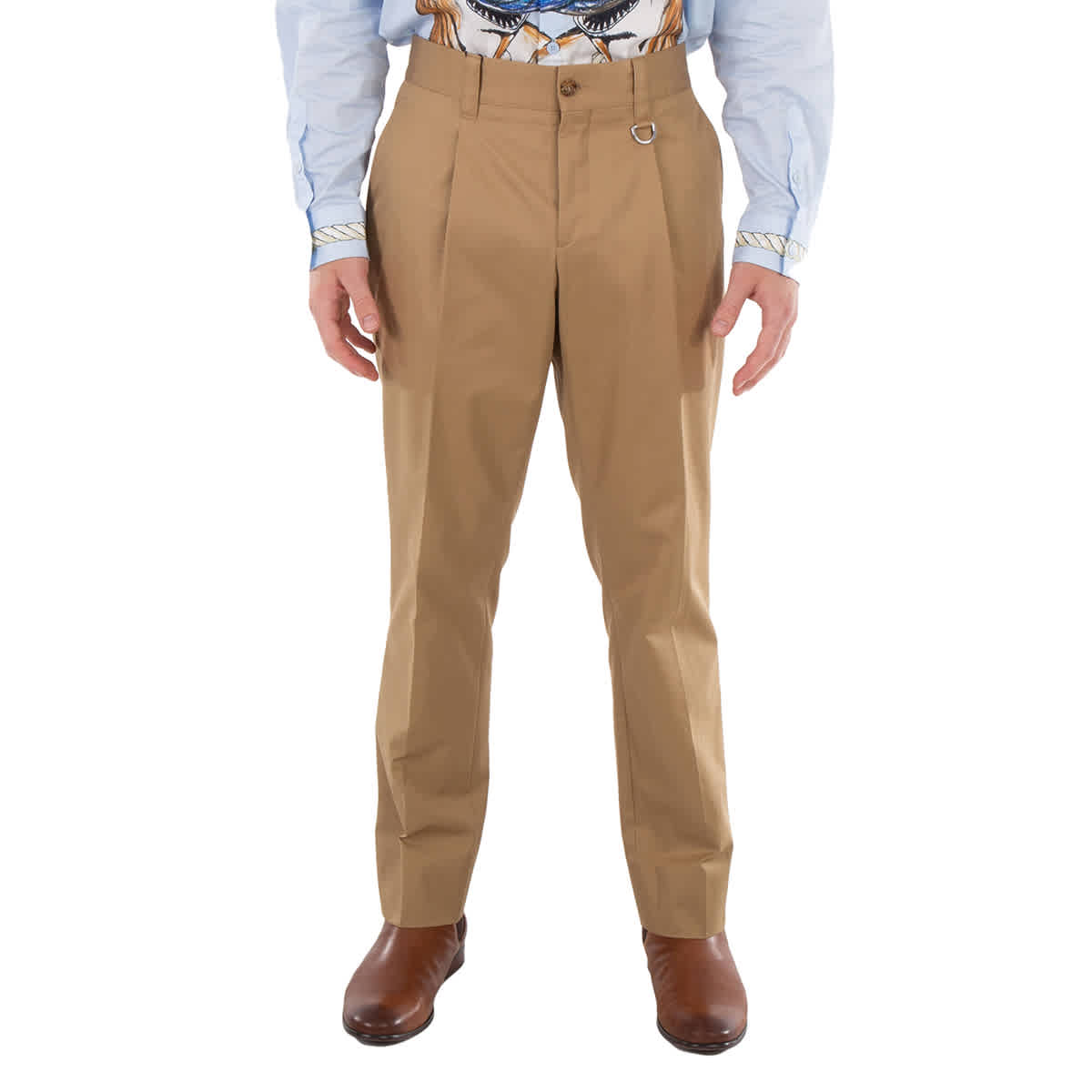 Men's Toasted Walnut Dover Cotton Gabardine Trousers, Brand Size 42 (Waist Size 28")