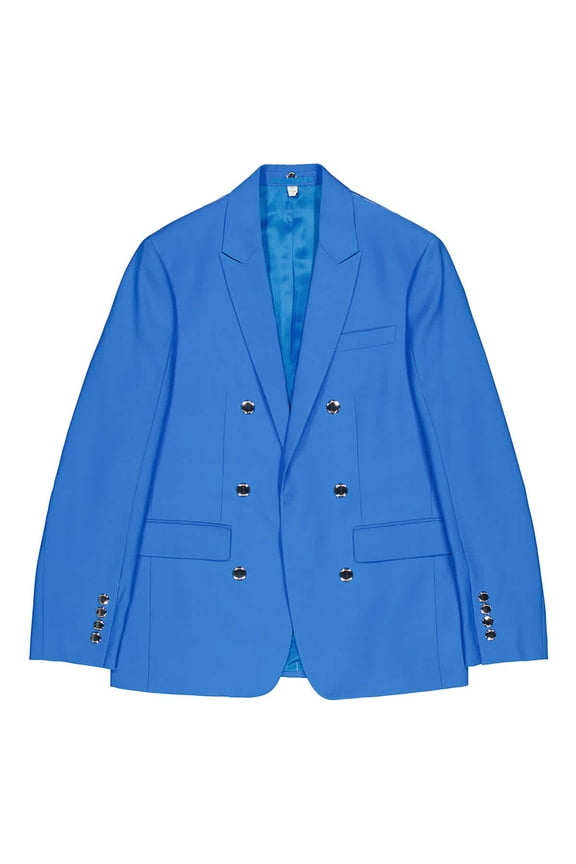 Men's Vivid Blue Wool Tailored Jacket, Brand Size 52 (US Size 42)