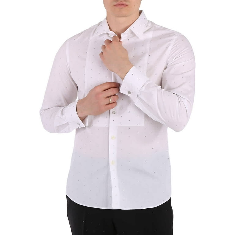 Burberry Men s White Cotton Poplin Embellished Dress Shirt Brand Size 39 Neck Size 15.5 Walmart