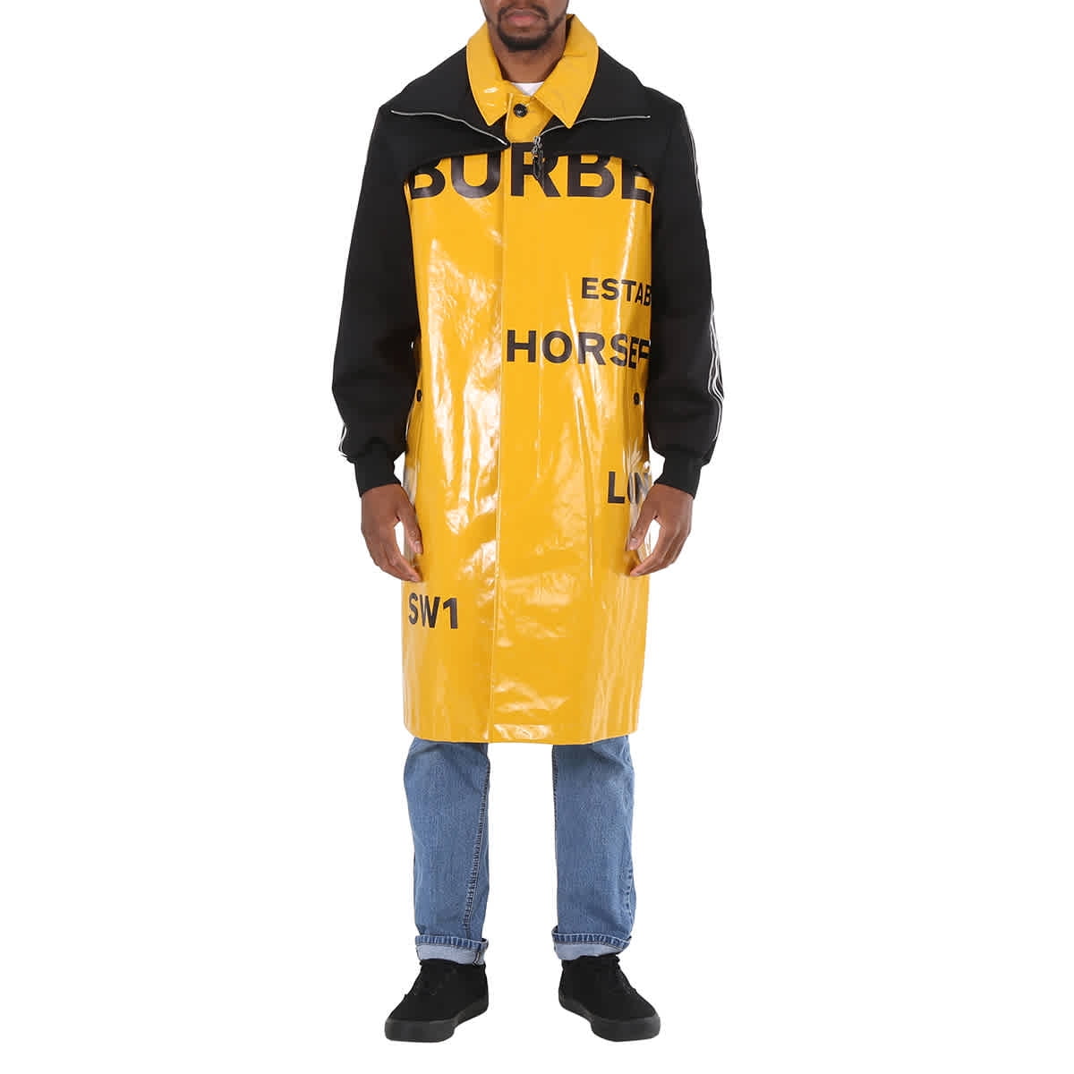 Burberry Men s Yellow Norfolk Track Top Panel Horseferry Print Car Coat Size X Small Walmart