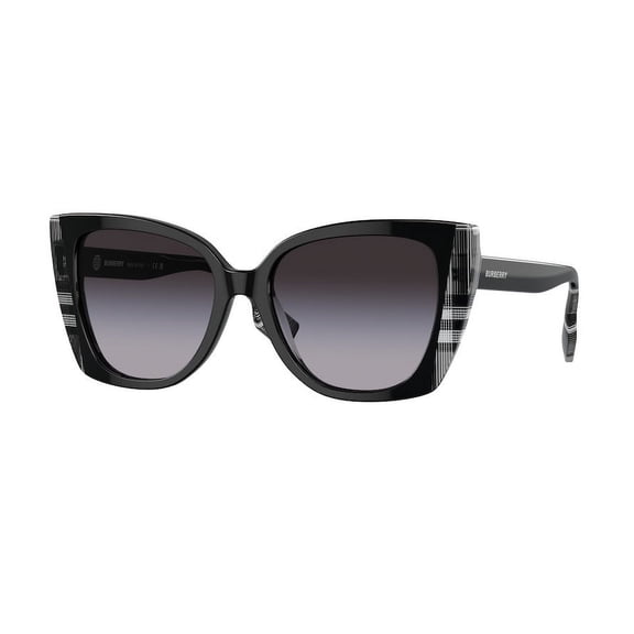 Burberry Meryl Women's Black/White Check Squared Oversize Cat Eye Sunglasses