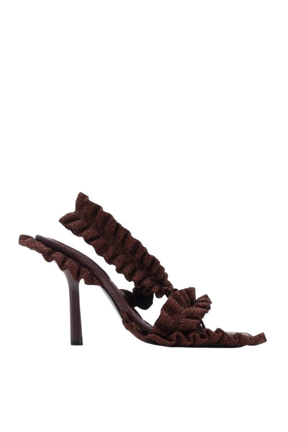 Metallic Ruff Heeled Sandals, Brand Size 35 ( US Size 5 )