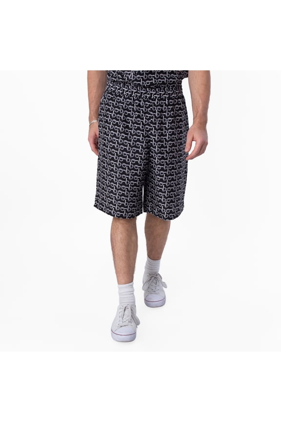 Monogram B Print Silk Shorts, Size Small