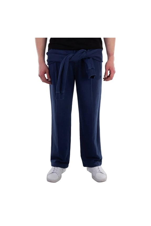 Muted Navy Reconstructed Tailored Cotton Trousers, Brand Size 58 (Waist Size 40.5")