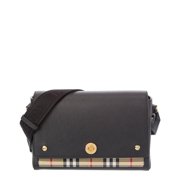 Burberry Note Medium Check Canvas & Leather Shoulder Bag, Black