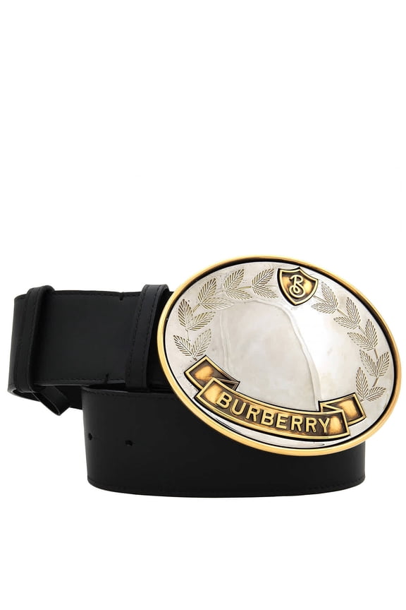 Oak Leaf Crest Leather Belt, Size Small