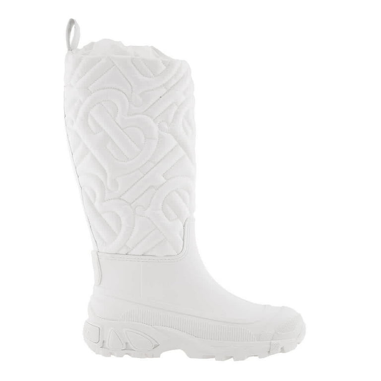 Burberry Optic White Rotherfield Quilted Monogram Rain Boots Brand Size 39 US Size 9