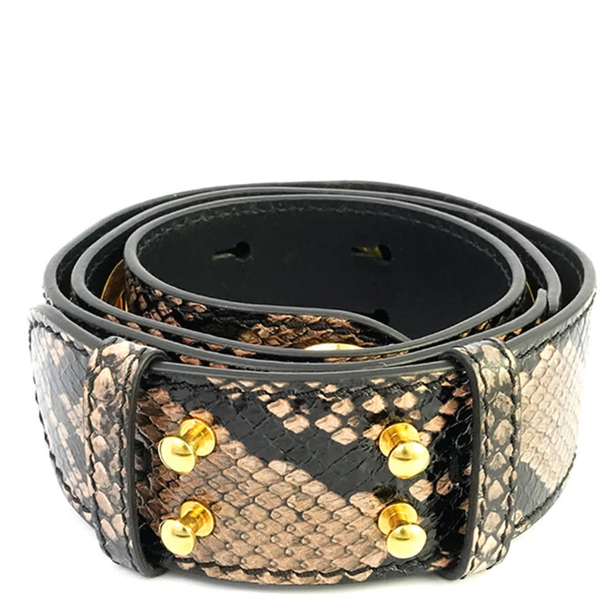 Burberry Snake Print Belt - Brown and Tan Burberry Brown ￼Leather Belt W/Snakeskin Print Fabric  main image 2