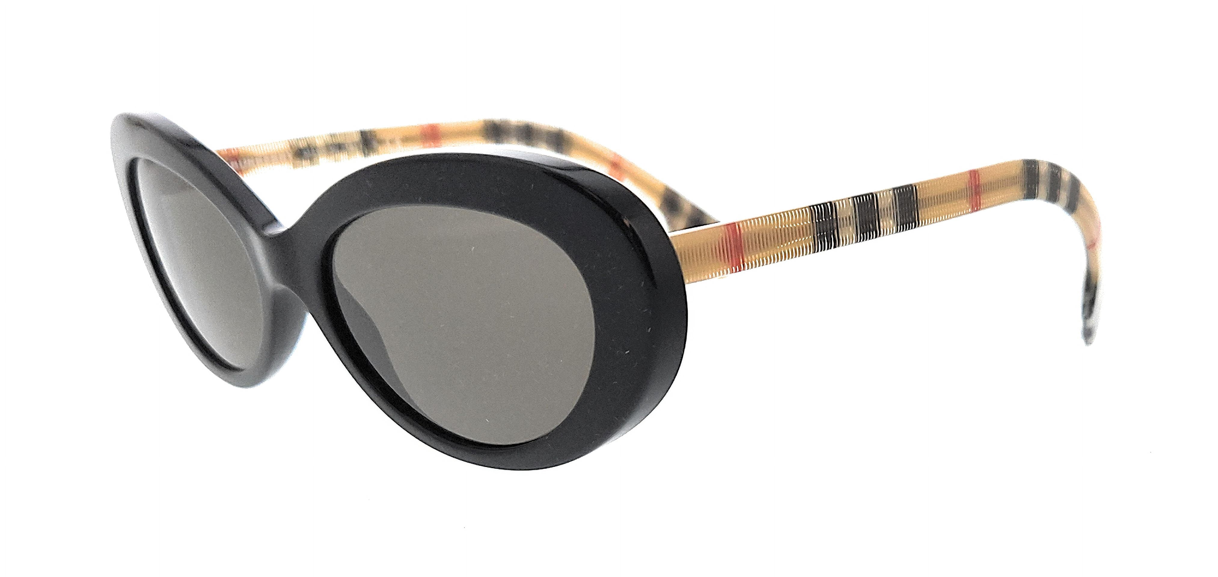 Burberry Womens Oval Sunglasses, Black Plastic Frame, Brown  display picture 2