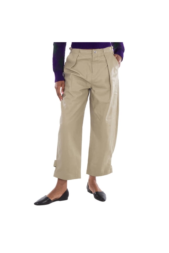 Pleated Leather Trousers in Hunter, Brand Size 6 ( US Size 4 )