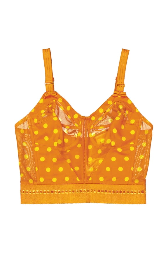 Polka Dot Print Mohair Wool Lingerie Corset, Size X-Small