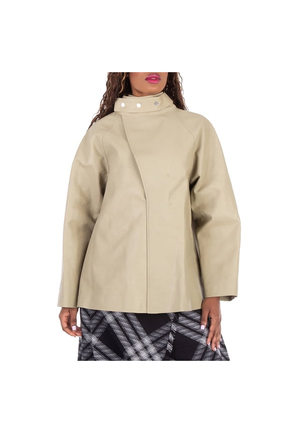 Puttee Collar Leather Jacket, Brand Size 4 ( US Size 2 )