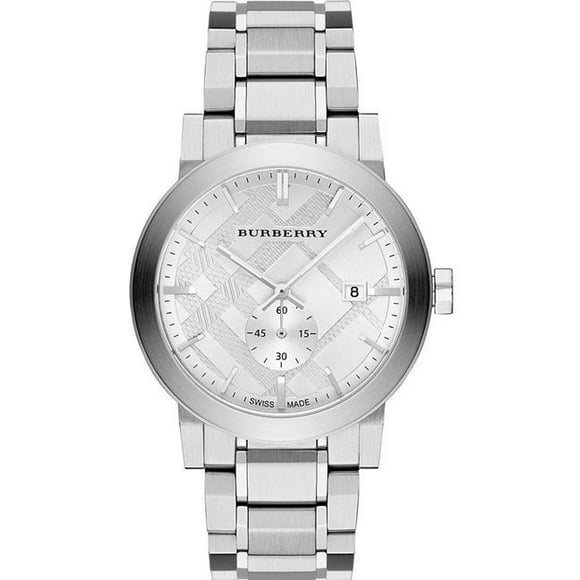 Burberry Quartz Silver Check Stamped Dial Stainless Steel Men's Watch BU9900