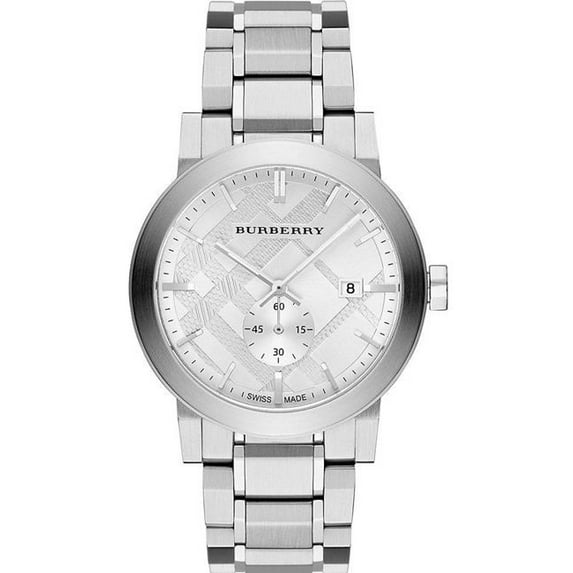 Burberry Quartz Silver Check Stamped Dial Stainless Steel Men's Watch BU9900