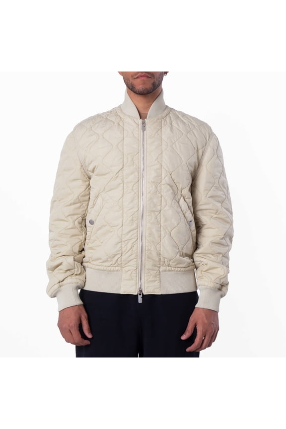 Quilted Nylon Bomber Jacket, Size Medium