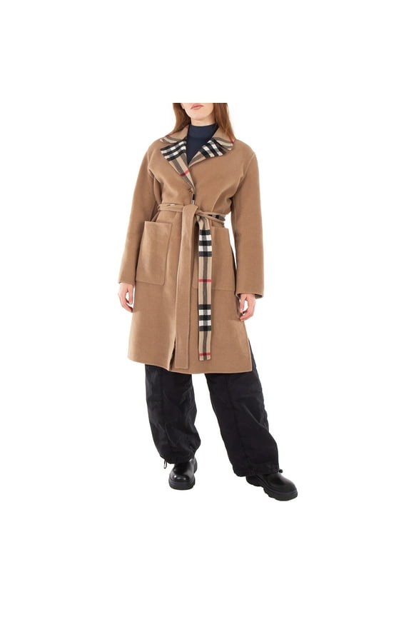 Reversible Belted Waist Wool Coat, Brand Size 8 (US Size 6)