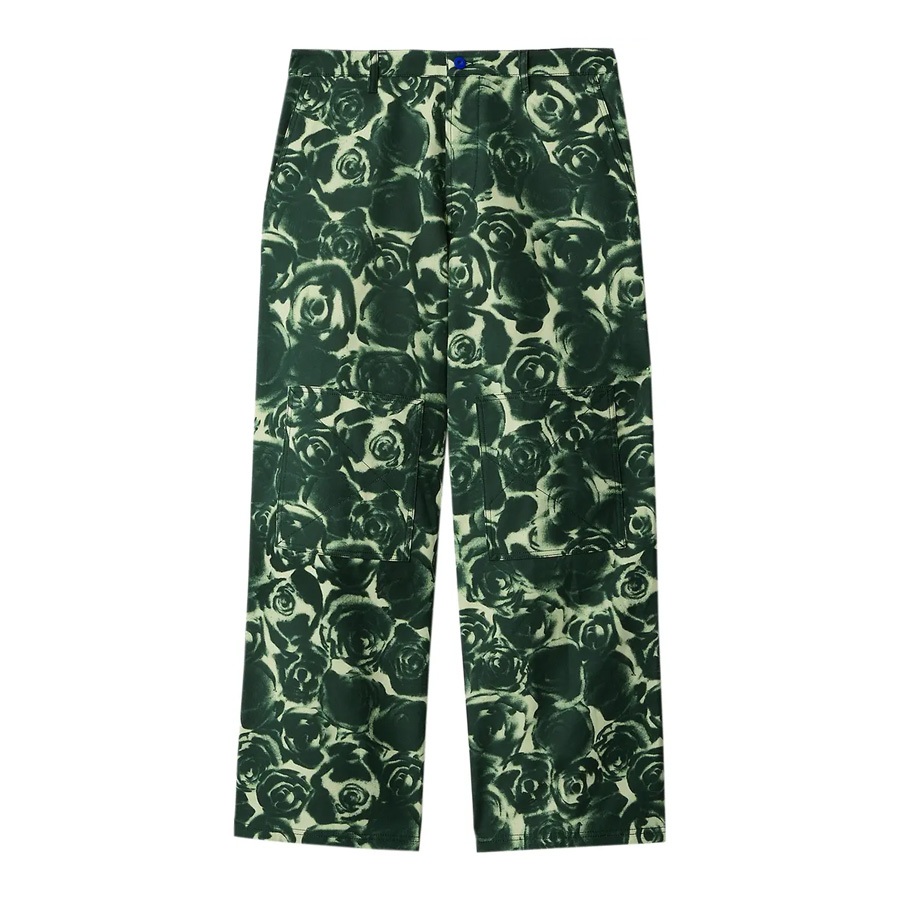 Rose Print Cotton Trousers, Size Large