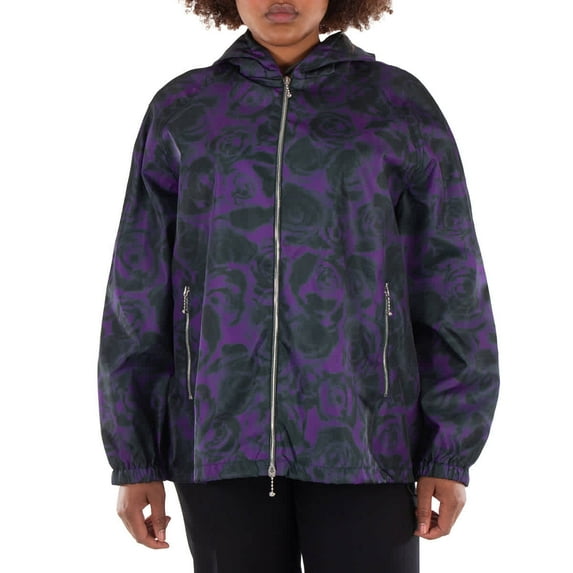 Burberry Rose Print Nylon Jacket, Size Medium