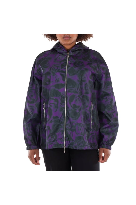Rose Print Nylon Jacket, Size Small