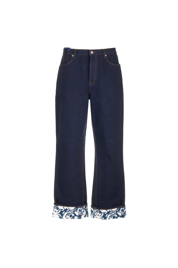 Rose-Print Straight-Leg Jeans, Waist Size 29R
