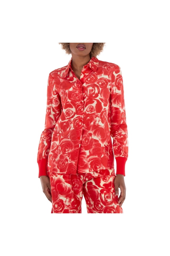 Rose Silk Button Down Shirt, Brand Size 8 ( US Size 6 )