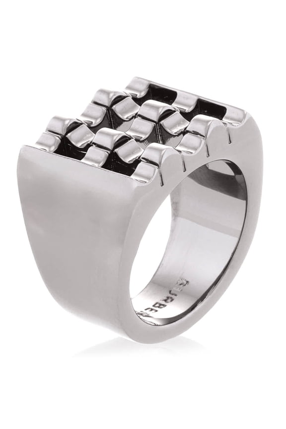Ruthenium-Plated Cube Ring, Size Large