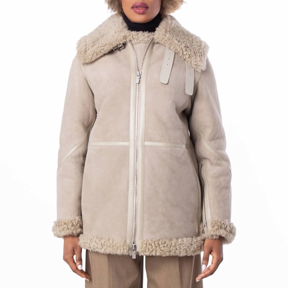 Burberry Shearling Aviator Jacket, Brand Size 8 ( US Size 6 )