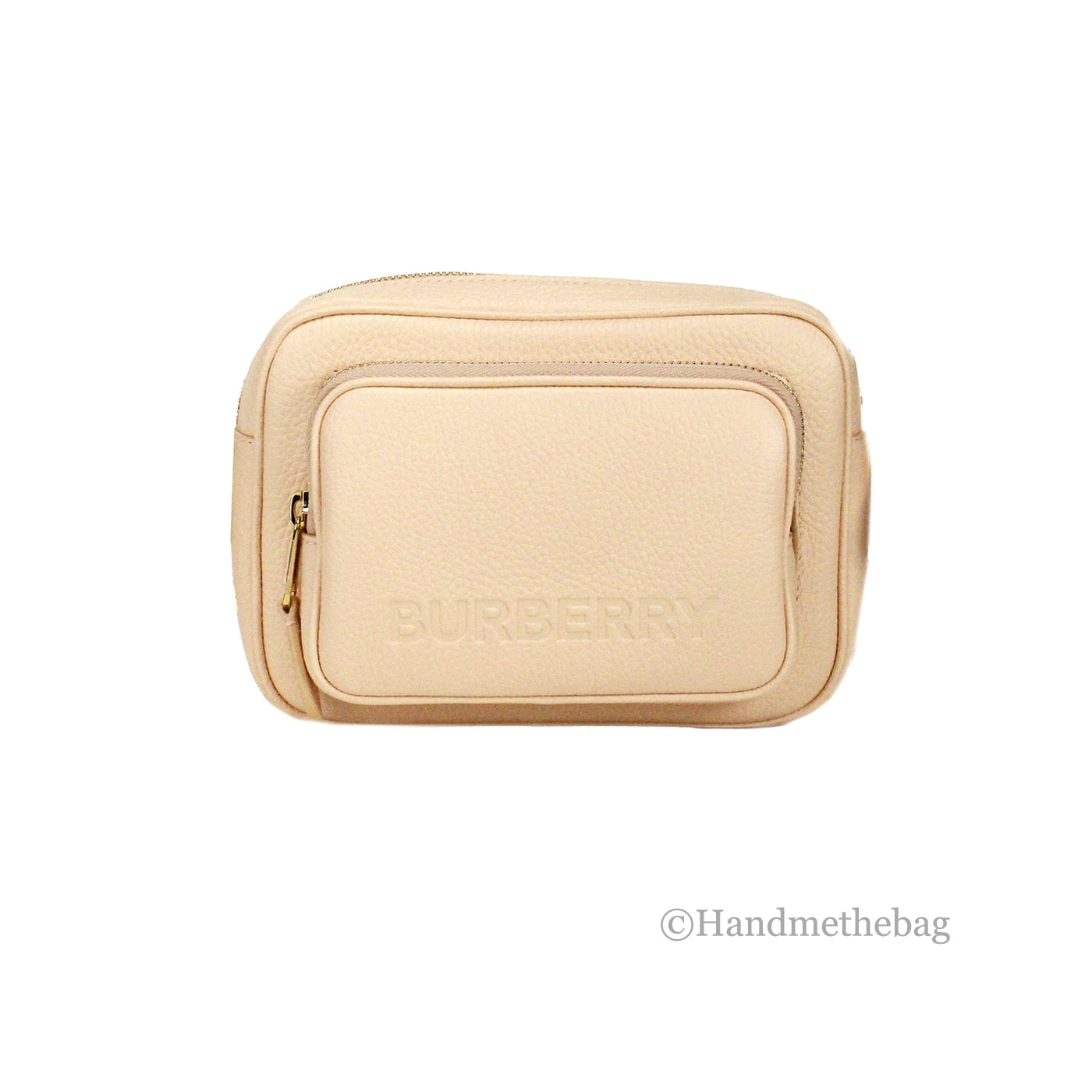 Burberry Small Branded Peach Pink Grainy Leather Camera Crossbody