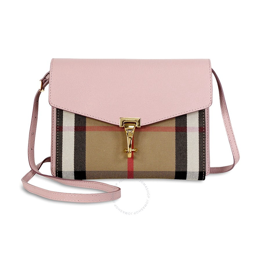 Burberry Small Leather House Check Crossbody Bag Pale Orchid