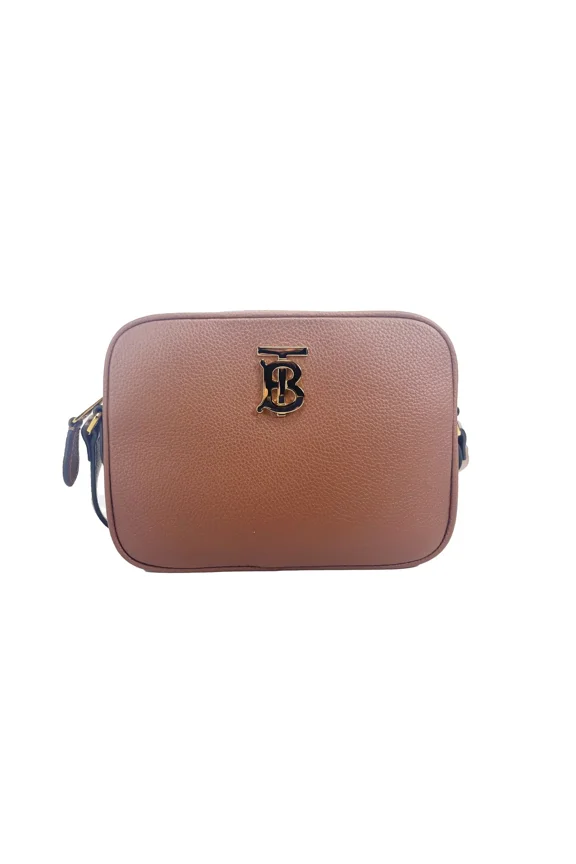 Small Leather Tan Camera Crossbody TB Logo Bag