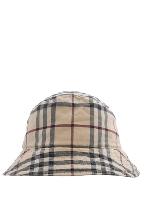 Stone Check Cotton Twill Woven Bucket Hat, Size Medium