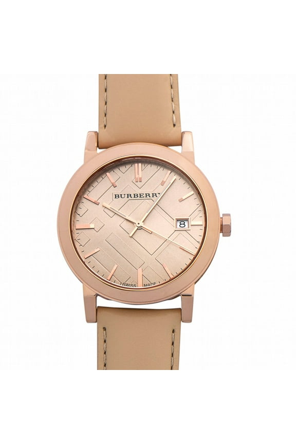 The City Blush Leather Strap Beige Dial Womens Watch 38 mm BU9014