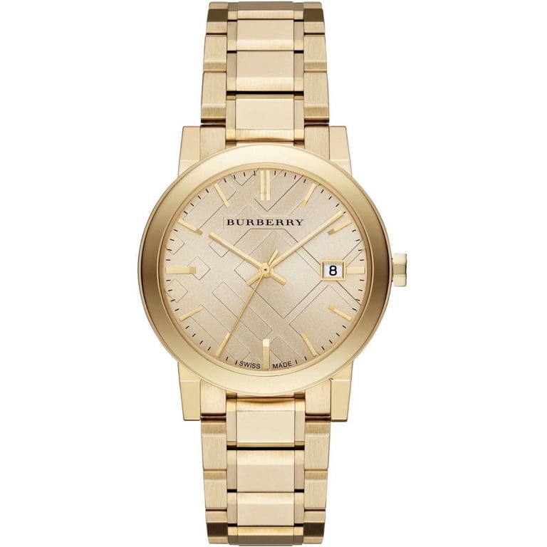 Burberry Unisex Classic Checked Beige/Gold Stainless Steel 