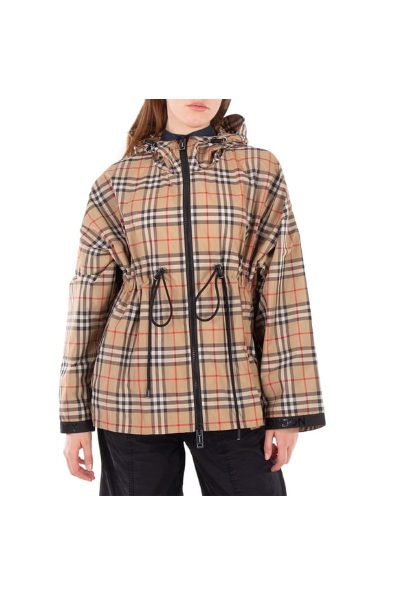 Vintage Check Motif Polyester Jacket, Brand Size 10 (US Size 8)
