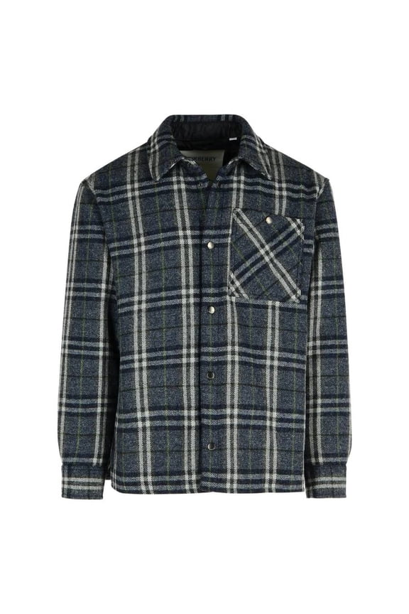 Wadded Check Wool Overshirt, Size Small