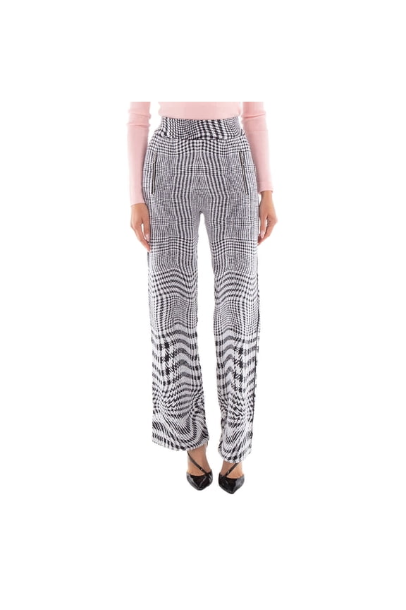 Warped Houndstooth Jacquard Wool-blend Trousers, Size Small