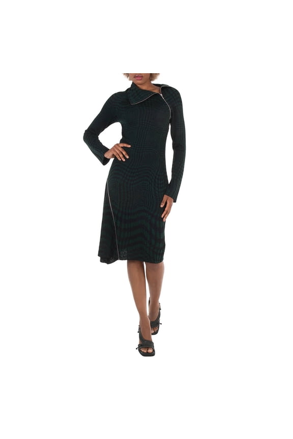 Warped Houndstooth Wool Blend Dress, Size Small