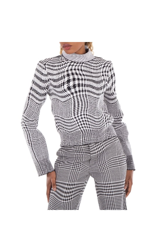 Warped Pattern Print Knitted Sweater, Size Small