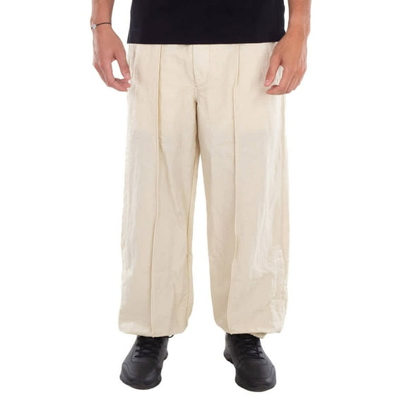 Burberry Wide-Leg Crinkle Sweatpants, Size Small