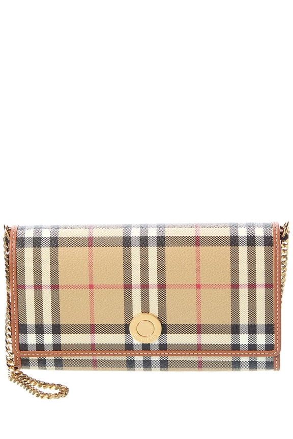 Women's Beige Fabric Wallet With Multicolor Check Pattern Neutrals